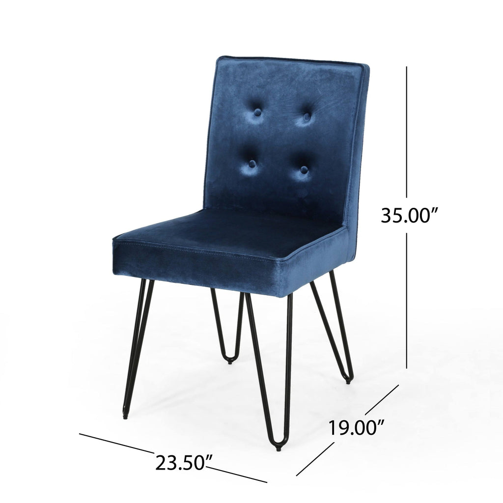 Set of 2 Tufted Velvet Dining Chairs Black I915