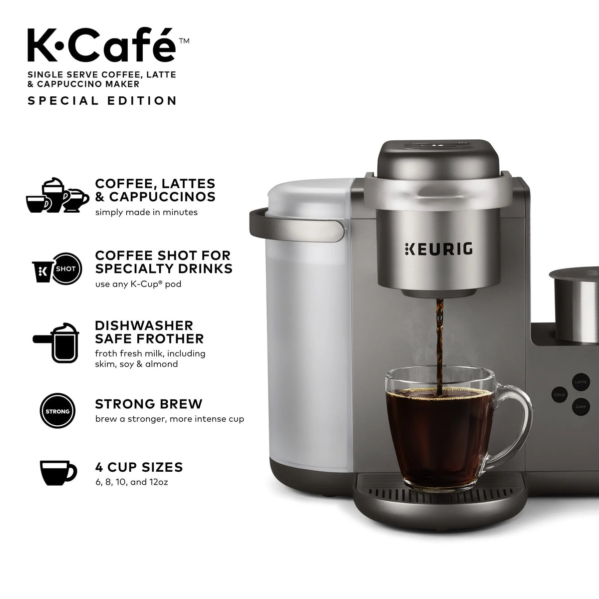 Single Serve K-Cup Pod Coffee, Latte and Cappuccino Maker, Nickel B880