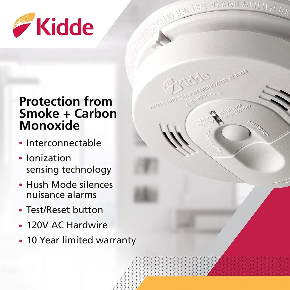 Hardwired Smoke & Carbon Monoxide Detector with Battery Backup, Pack of 2 P803459