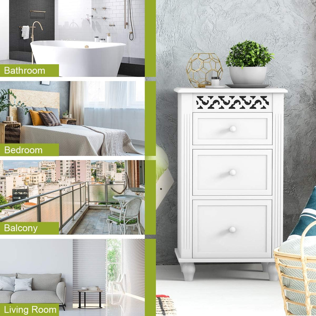 White 3 Drawer Wood Storage Cabinet L96875