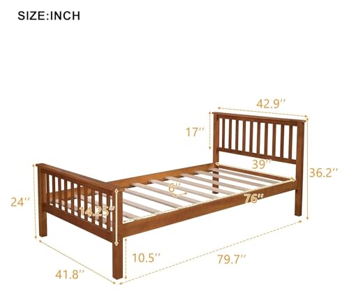 Twin Bed Frame Platform with Headboard and Footboard H2852