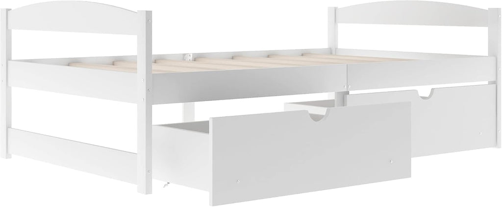 White Twin Size Wood Daybed with 2 Drawers G229