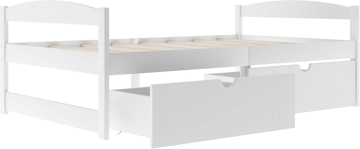 White Twin Size Wood Daybed with 2 Drawers G229