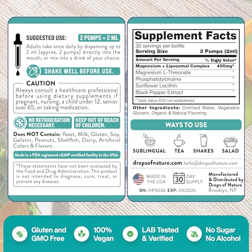 Magnesium L-Threonate Liposomal Liquid Extract, 2 oz 60 mL W901887