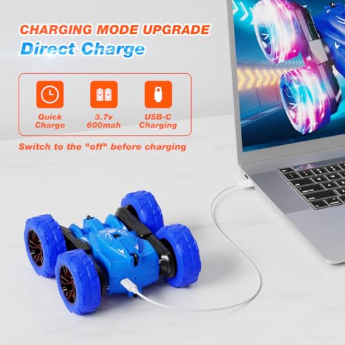 Fast Direct Charging Remote Control Car with LED Lights, 4WD All Terrain RC Stunt Toys N5380
