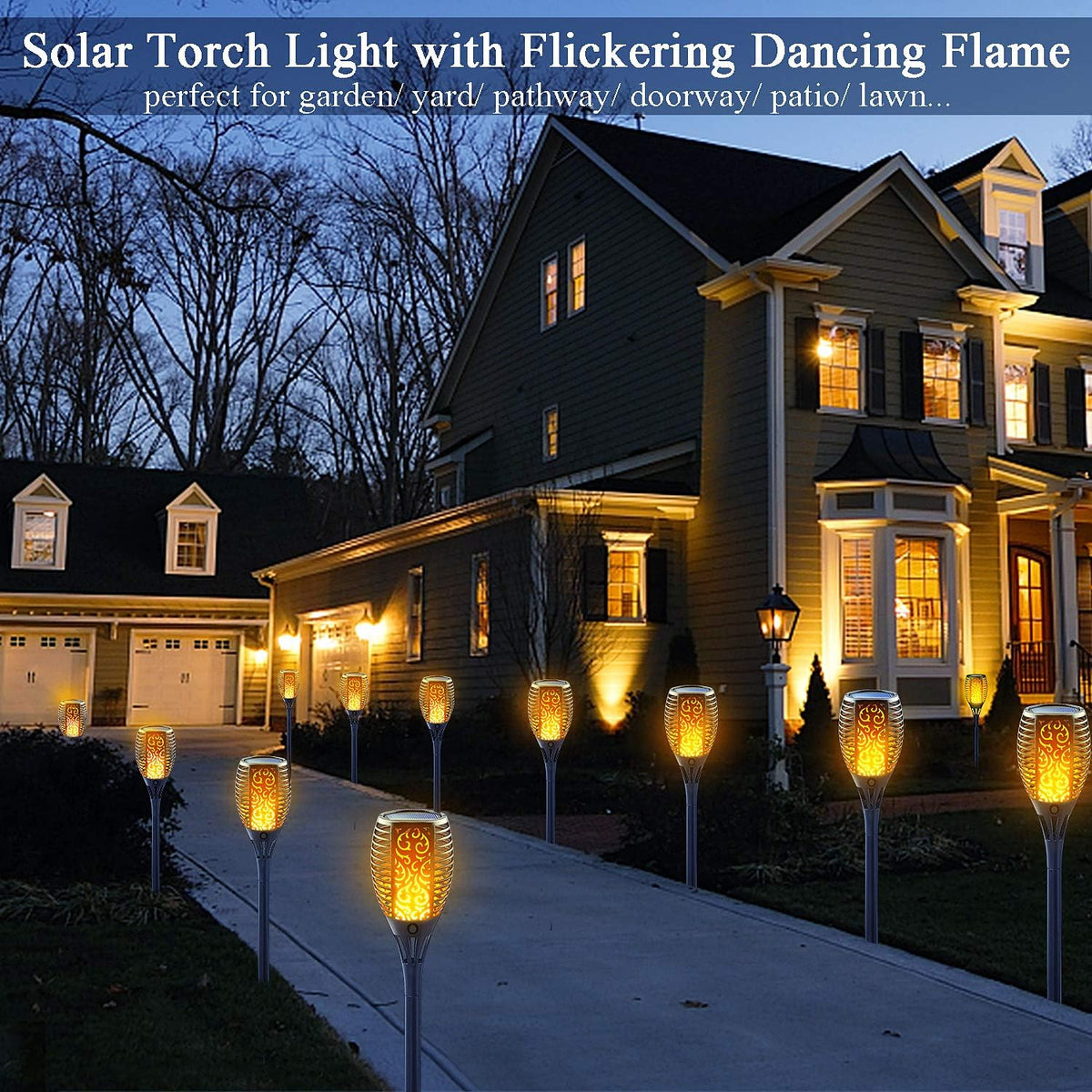 Solar Torch Light with Flickering Flame 8 Pack E910117