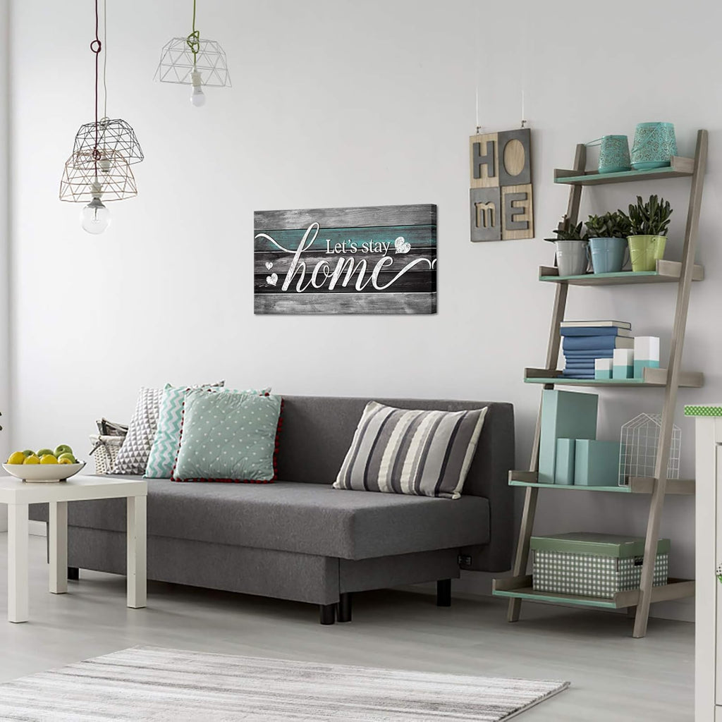 Teal and Grey Quotes Canvas Wall Art H7737