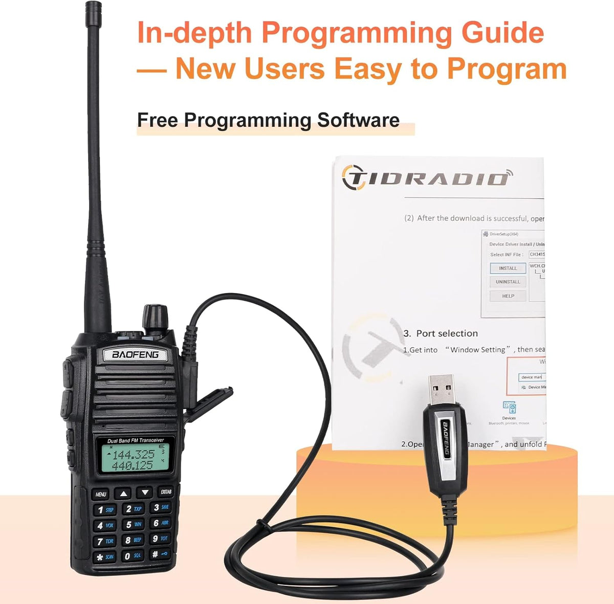 High Power 2 Way Radio with Programming Cable and Speaker Mic Pack of 2 H347923