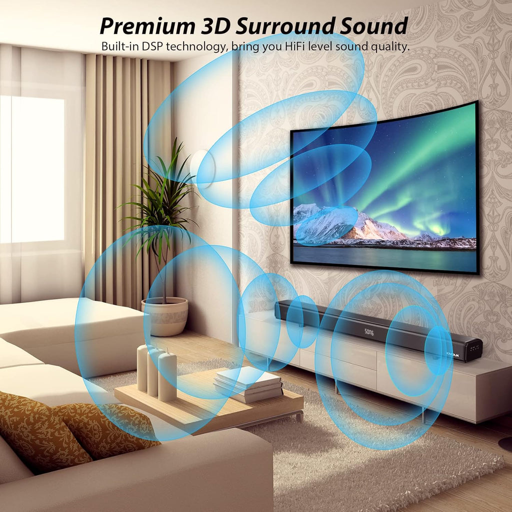 Soundbar with Built-in Dual Subwoofers, 6 Speakers, Bluetooth 5.0, HDMI ARC/Optical/AUX, 100W 2.1 G34142