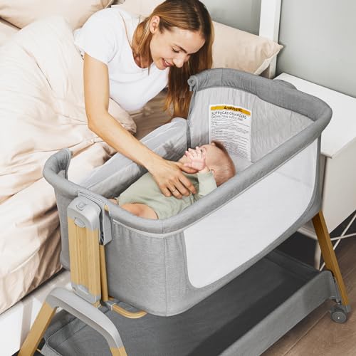 Navy Blue 3 in 1 Baby Bassinet with Mattress and Wheels N685