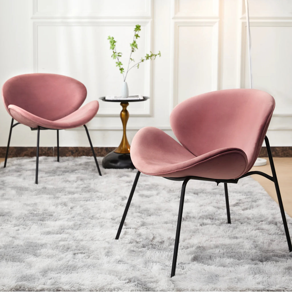 Velvet Accent Chair Set of 2 with End Table (Pink) C275232