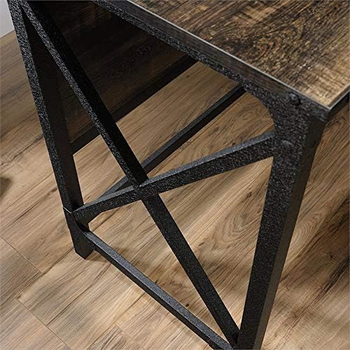 L Shape Corner Desk in Rustic Carbon Oak and Black B2200
