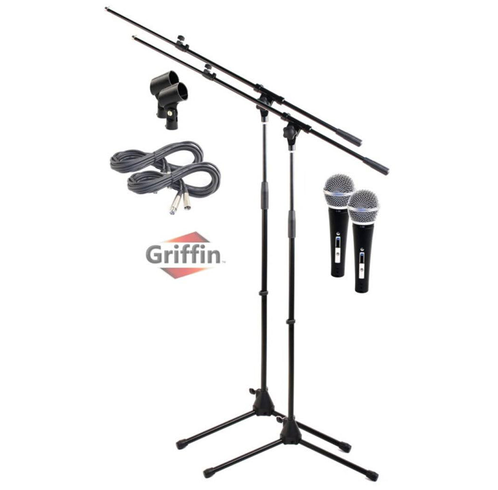 2 Pack Microphone Boom Arm Stand Holder XLR Cable Mic Clip A292