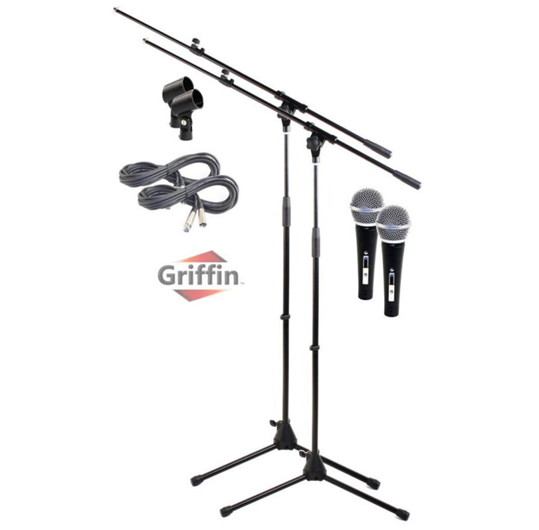 2 Pack Microphone Boom Arm Stand Holder XLR Cable Mic Clip A292