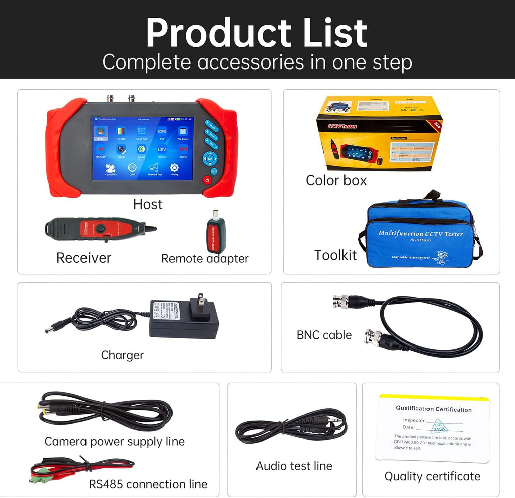 7 Inch IPS Touch Screen CCTV Monitor Camera Tester M61910