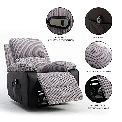 Brown Power Recliner Chair with Remote Control and Side Pockets D673