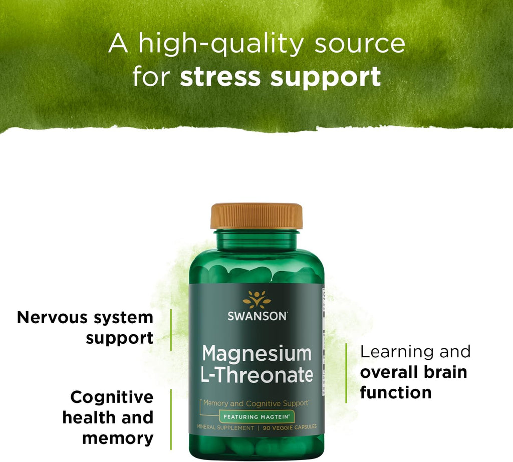 Magnesium L-Threonate Mineral Supplement 90 Veggie Capsules K553053