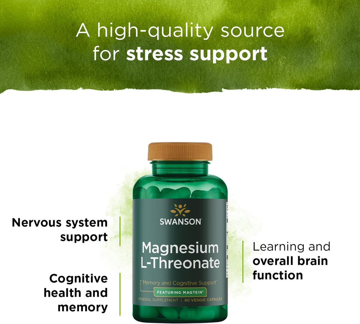 Magnesium L-Threonate Mineral Supplement 90 Veggie Capsules K553053