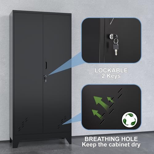 Metal Storage Cabinet with Lockable Doors and Pegboard G795