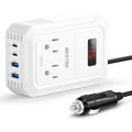 200W Car Power Inverter DC 12V to 110V AC Converter with 2 USB-C and 2 USB-QC LCD Screen Dual AC Adapter B630192