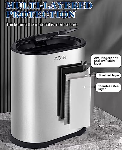 2.1 Gallon Stainless Steel Slim Trash Can with Press Top Lid Q86821