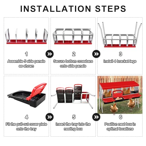 4 Compartment Heavy Duty Chicken Nesting Boxes with Perch N73984