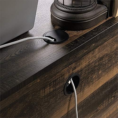 L Shape Corner Desk in Rustic Carbon Oak and Black B2200