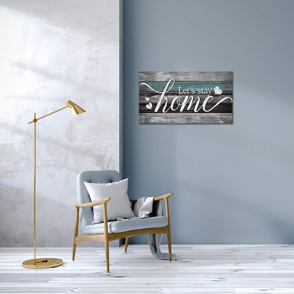 Teal and Grey Quotes Canvas Wall Art H7737