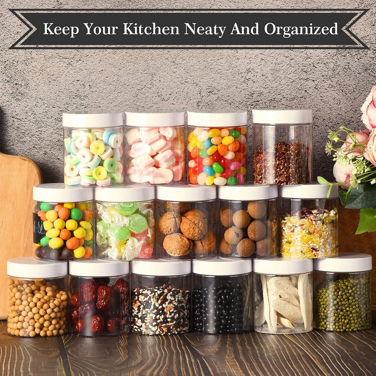 8 oz Plastic Jars with Lids, Pack of 30 I719