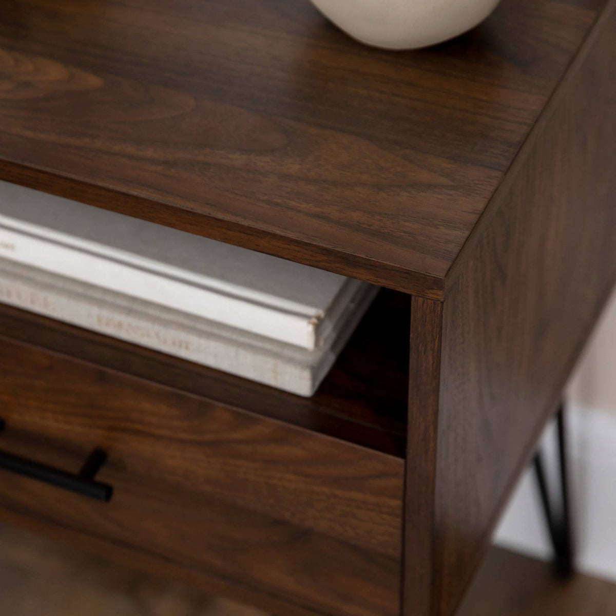 Dark Walnut Single Drawer Side Table N541