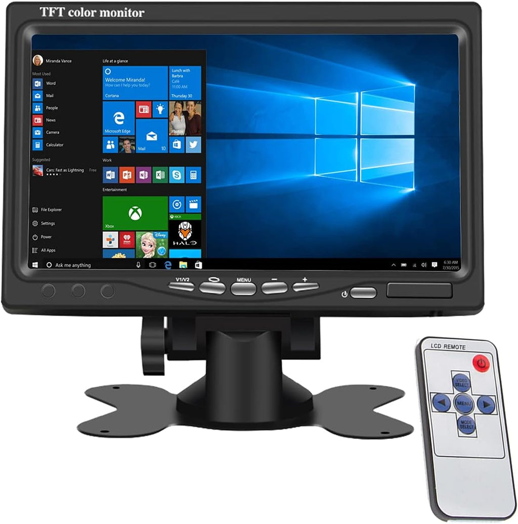 7 inch Portable HDMI Monitor 1080P VGA LCD Mini Screen 1024x600 with Speakers W412