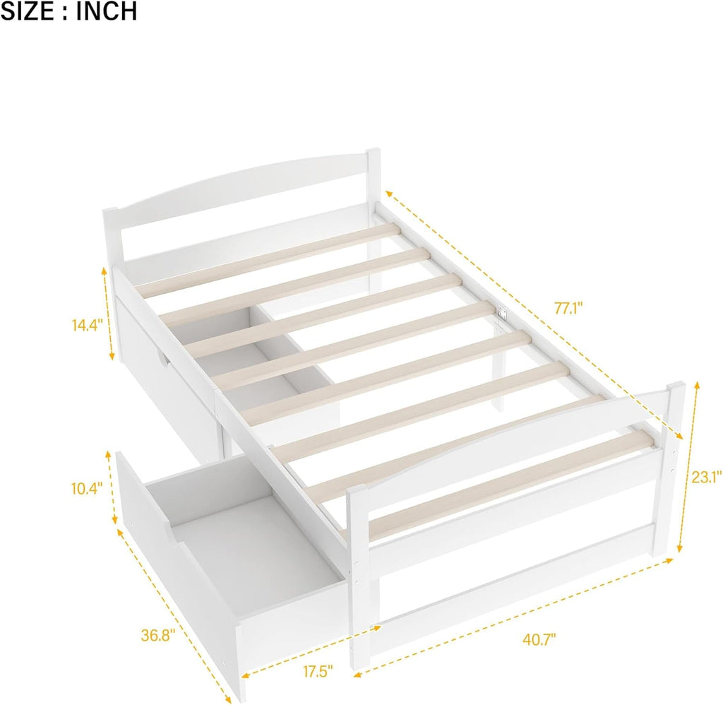 White Twin Size Wood Daybed with 2 Drawers G229