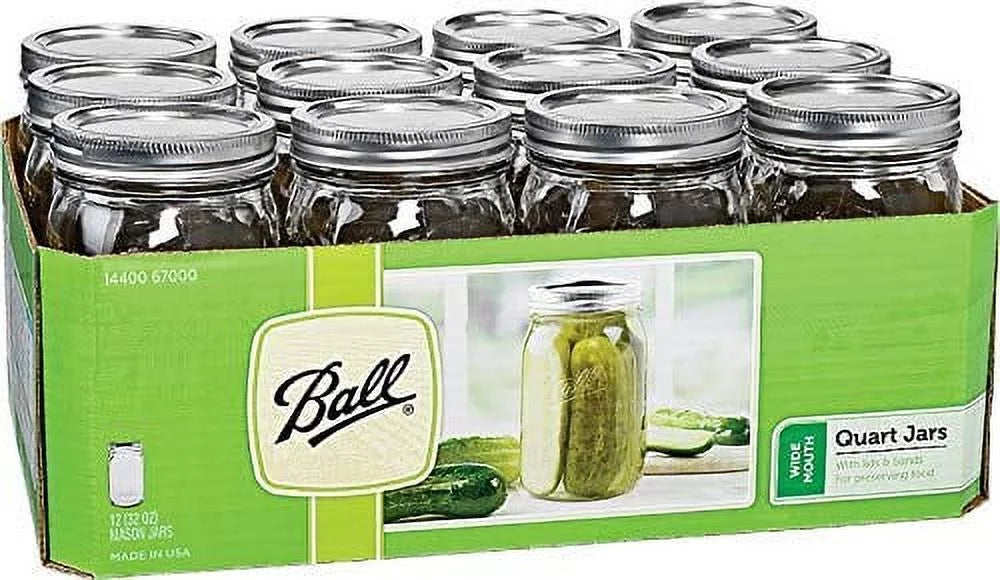 32 oz Wide Mouth Jars with Lids and Bands, Set of 12 J337879