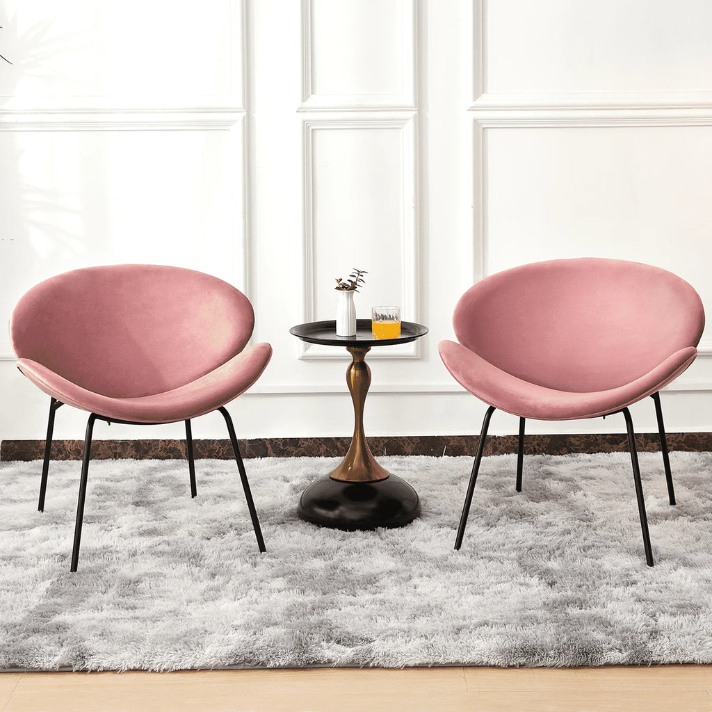Velvet Accent Chair Set of 2 with End Table (Pink) C275232