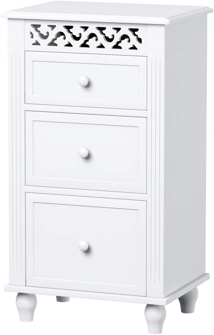 White 3 Drawer Wood Storage Cabinet L96875