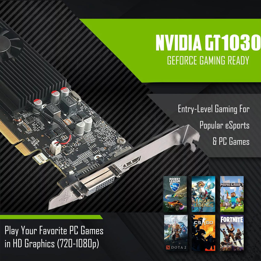 Restored Gaming Desktop PC, Intel Core i5 4th Gen, GT 1030 Graphics, 16GB RAM, 1TB SSD, 24 Inch Dual Monitor, RGB Keyboard Mouse, Speaker, Webcam, Win 10 Pro (Refurbished) V809853