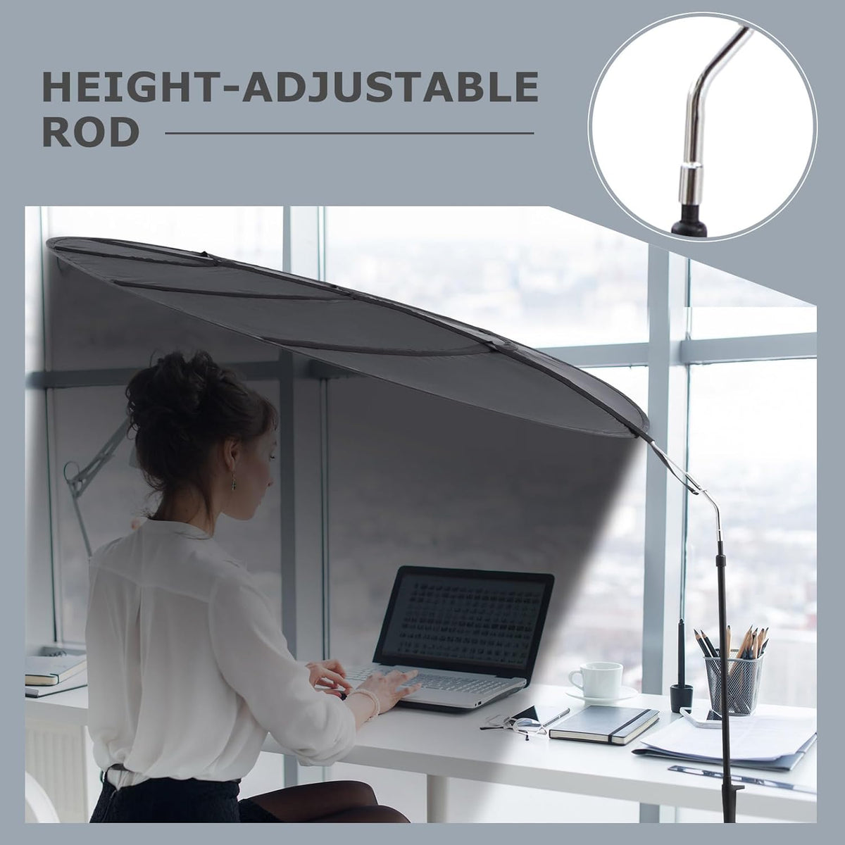 Black Adjustable Portable Cubicle Light Shade with Clamp H88407