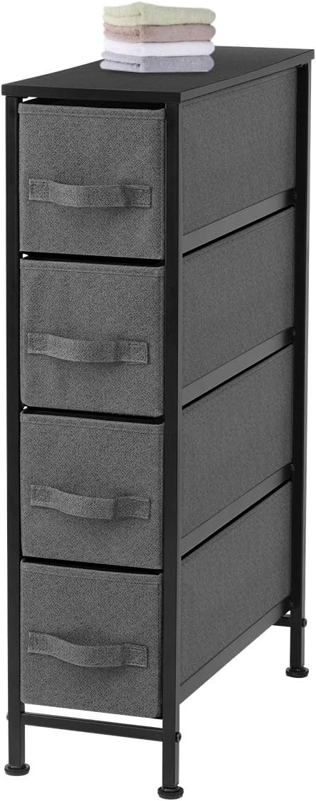 Narrow 4 Drawer Vertical Storage Tower with Fabric Bins P391719