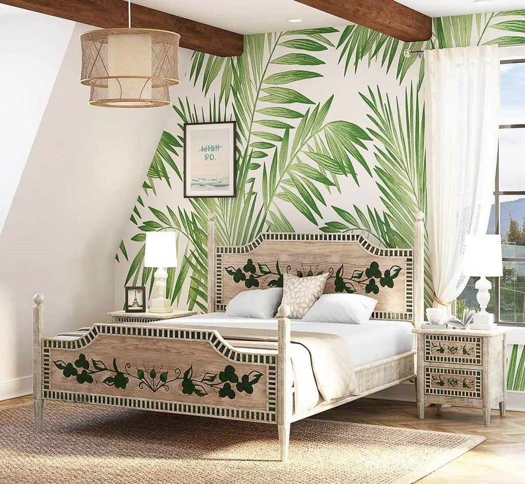 Handpainted Mango Wood Platform Bed T405