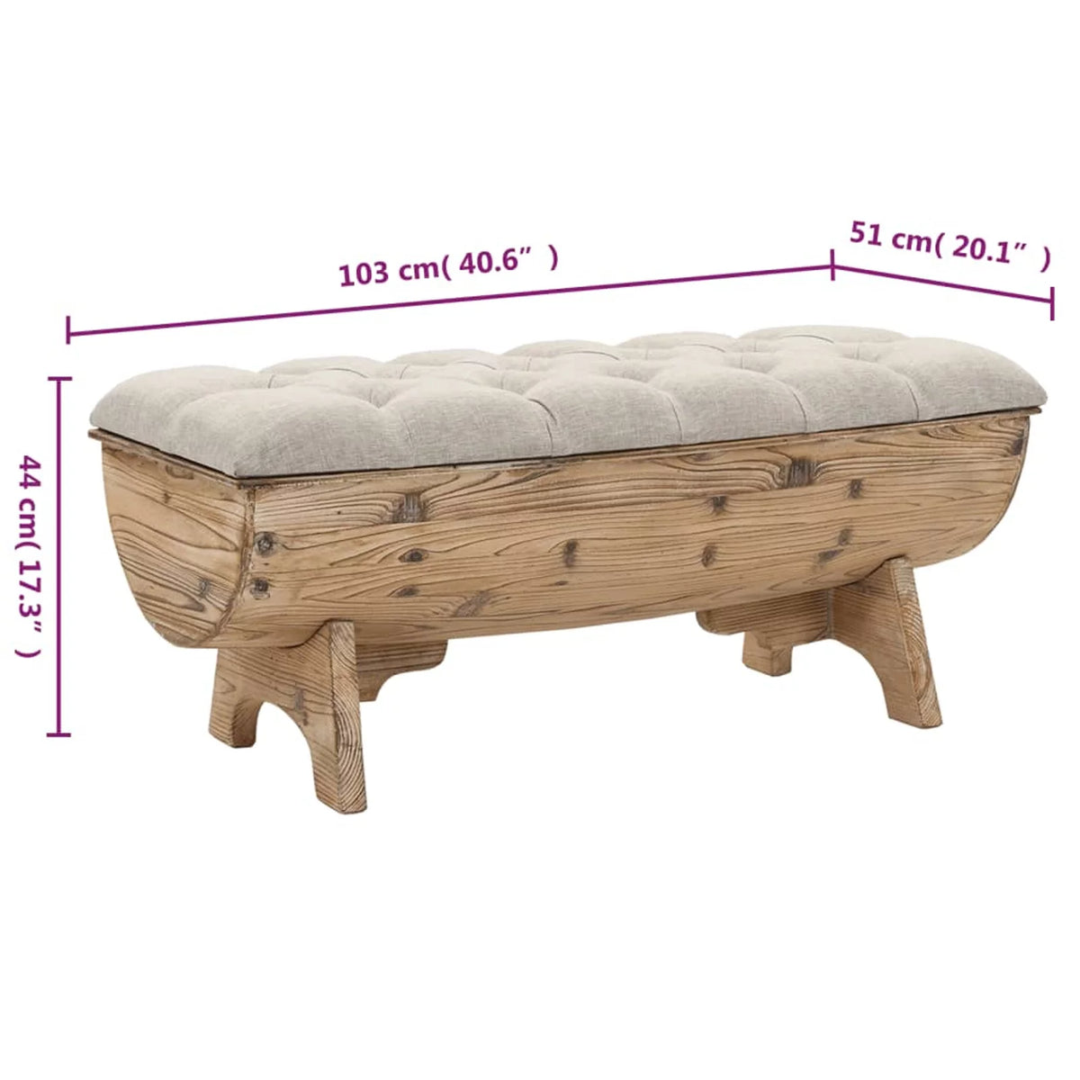 Wooden Storage Bench with Padded Seat Y594272