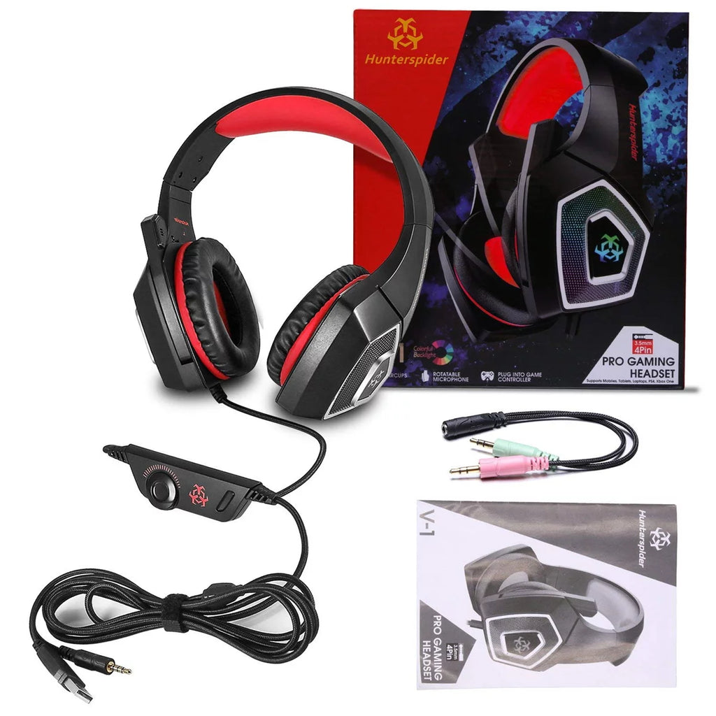 Gaming Headset with Mic, Over Ear 3.5mm Noise Canceling LED Light Y671354