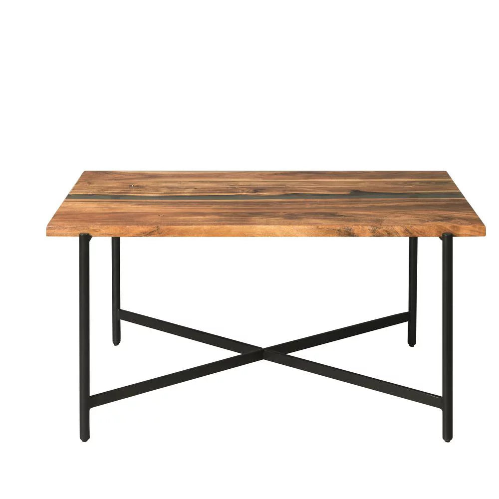 36" Acacia Wood and Acrylic Coffee Table Q5427