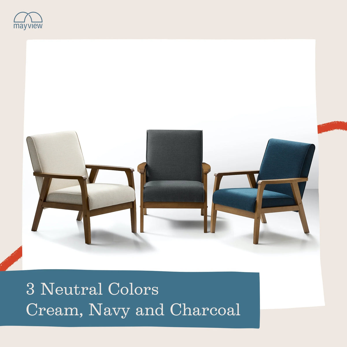Cream Wood Frame Accent Chair S871