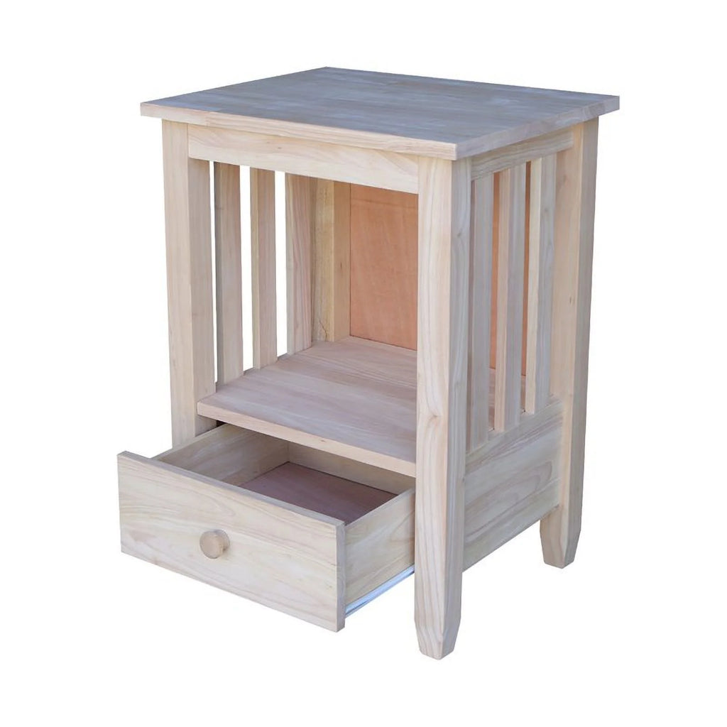 Solid Wood Unfinished End Table with Drawer D46461