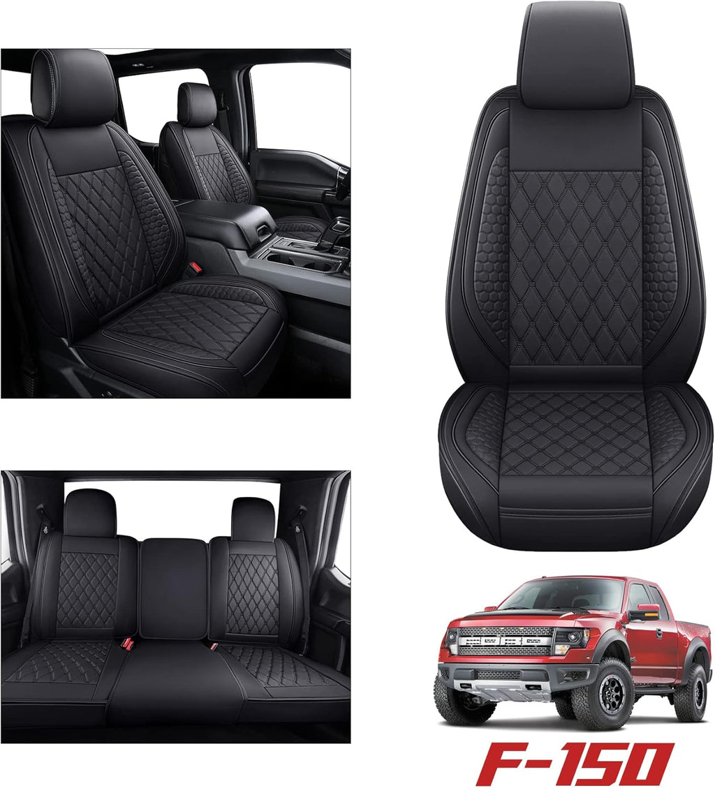 Black Waterproof Full Set Car Seat Covers for Ford F150 Y482586