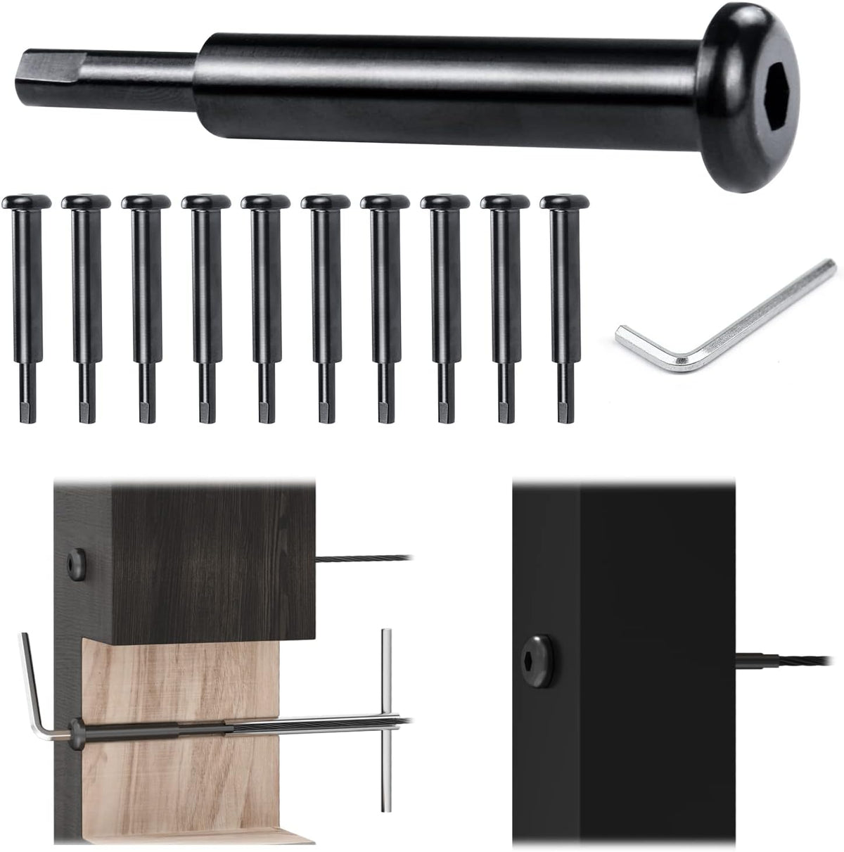10Pack Black Cable Railing Kit T316 Stainless Steel Swage Tensioner N51990