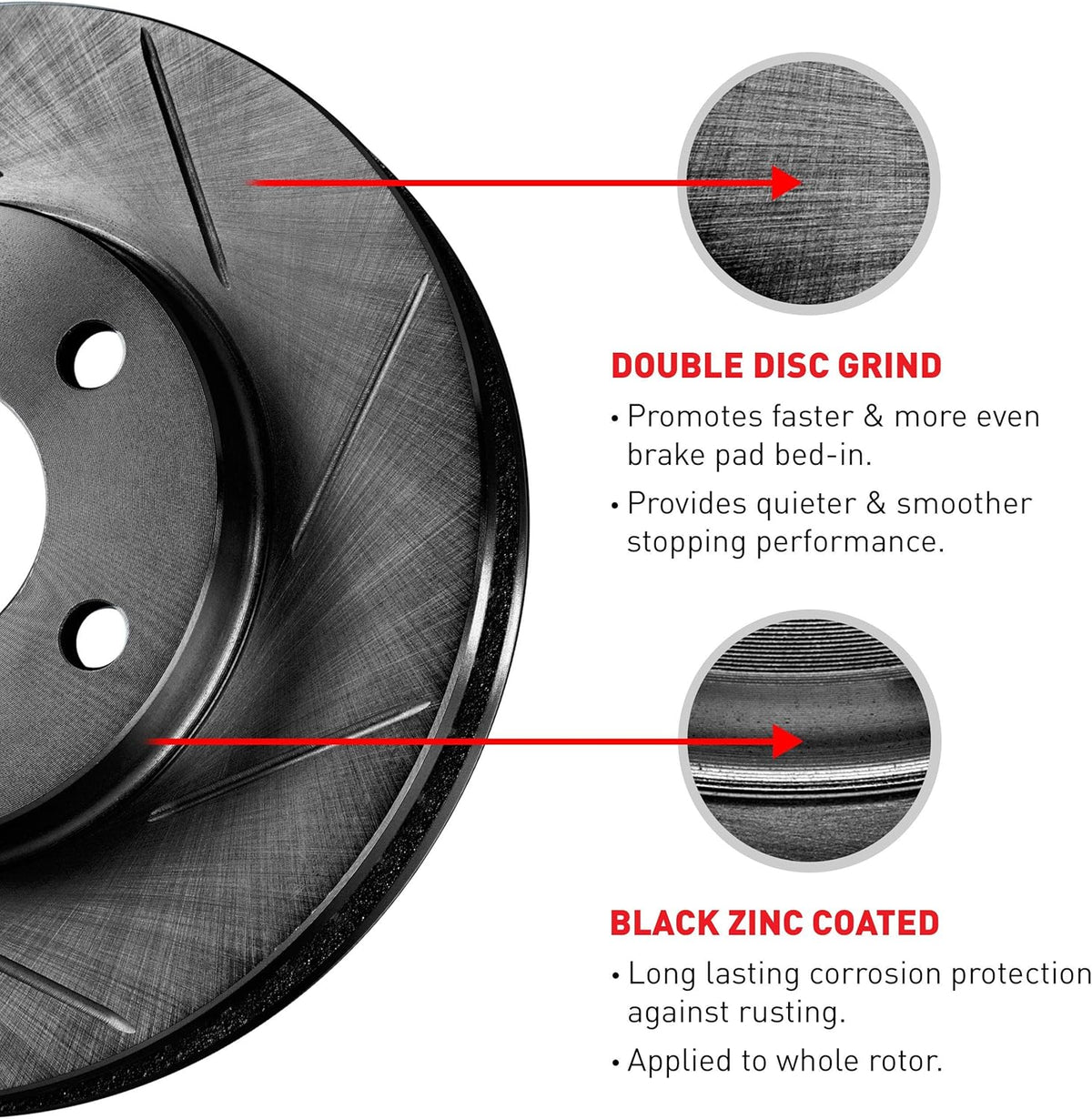 Black Slotted Brake Rotors Kit with Semi-Met Pads D670