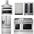 48 Gas Range, Range Hood, Refrigerator with Water and Ice Dispenser, Dishwasher, Microwave, Wine Cooler J812000