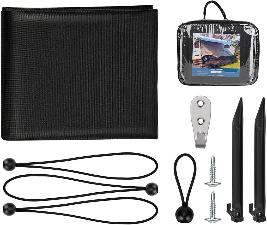 Black Mesh RV Awning Side Sun Shade Screen Kit Pack of 2 S3598