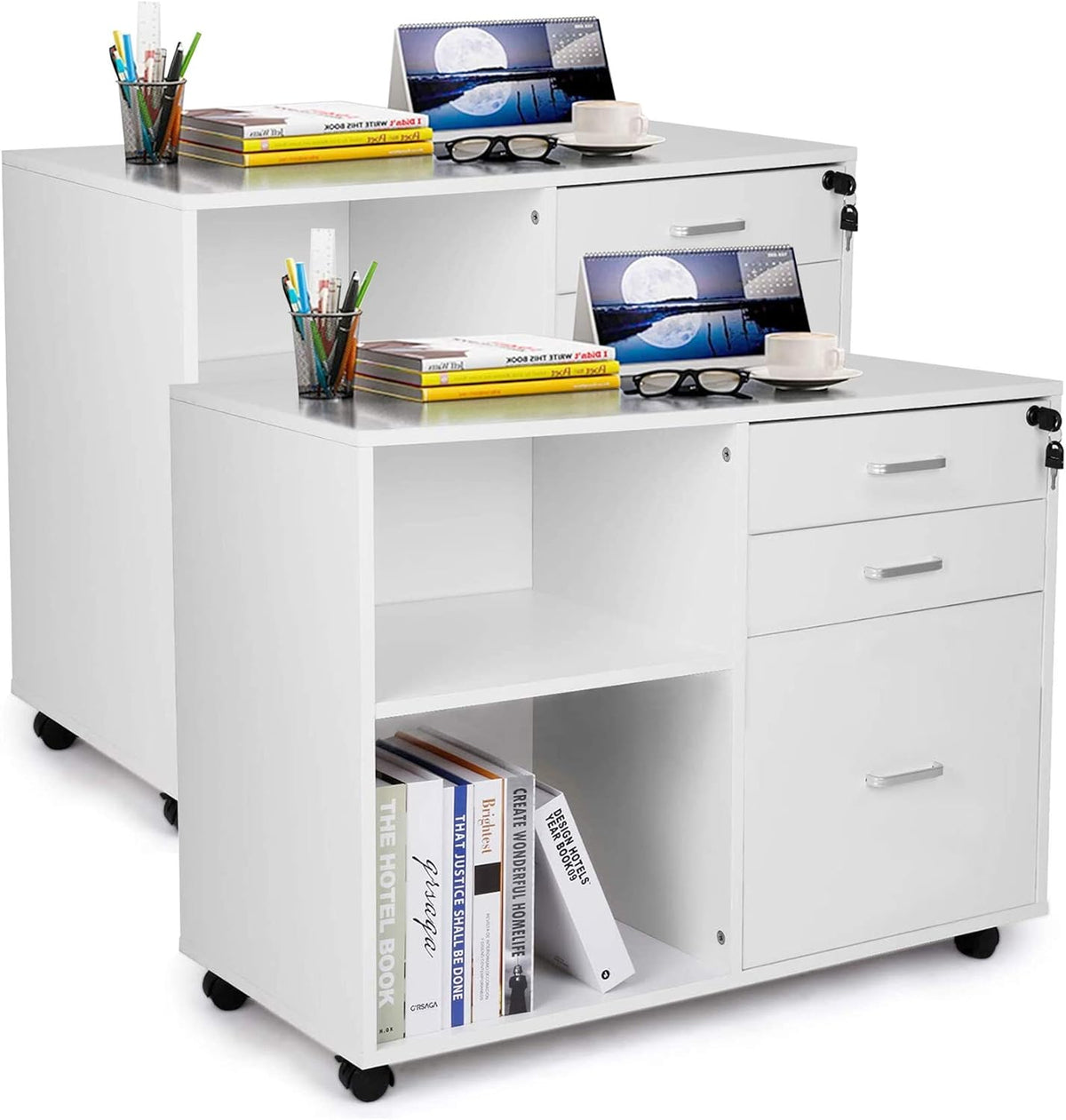 White 3 Drawer File Cabinet with Lock C3809